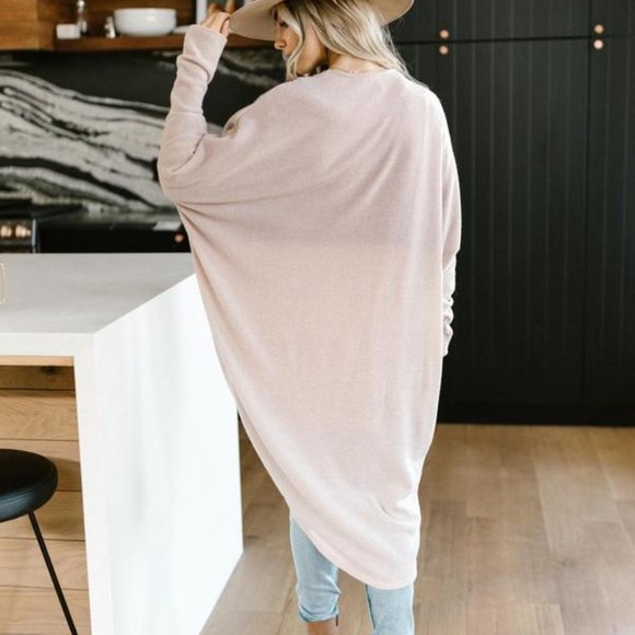 Women Top Cozy Spandex Cardi In Taupe - Picture 4 of 5